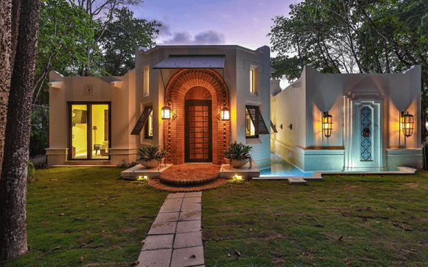 Exterior of Casa Teresa Luxury Villas in Santa Teresa at sunset