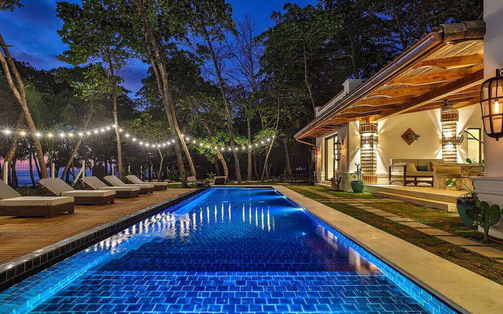 Casa Teresa luxury villa pool night view 