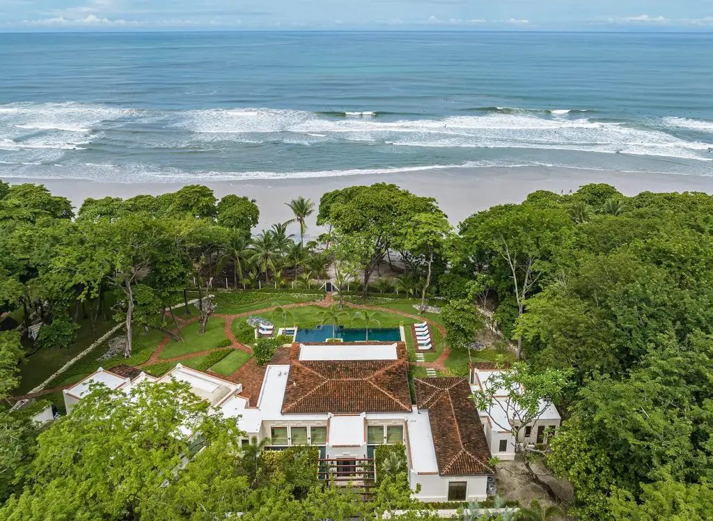 Aerial view of Casa Teresa Grande in Santa Teresa, Costa Rica with ocean view