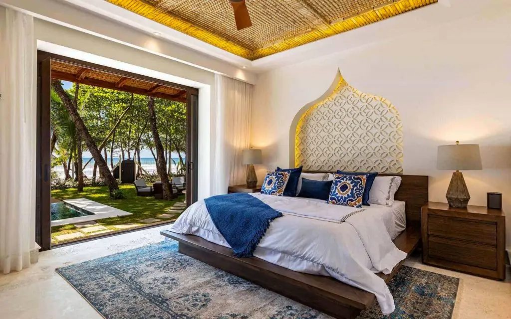 Moroccan style bedroom with beach view at Casa Teresa Luxury Villas, Costa Rica