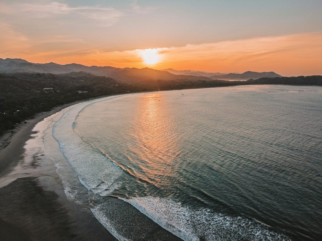 View of Nicoya Peninsula, Costa Rica beaches at sunset