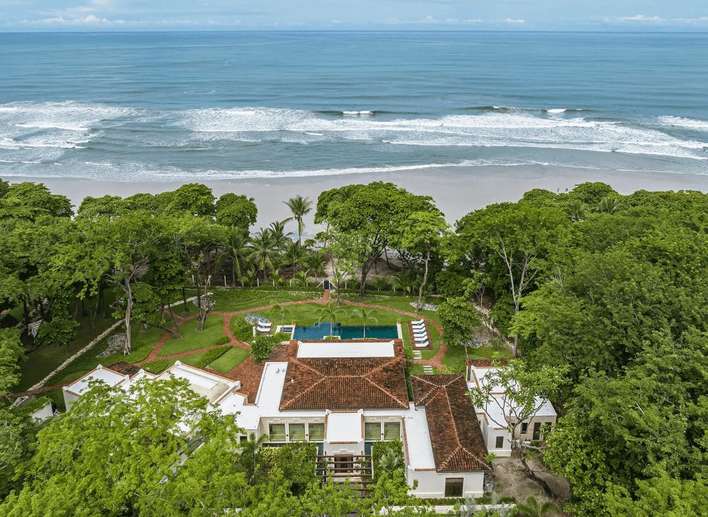 Aerial view of Casa Teresa Luxury Villas beachfront villas in Santa Teresa, Costa Rica