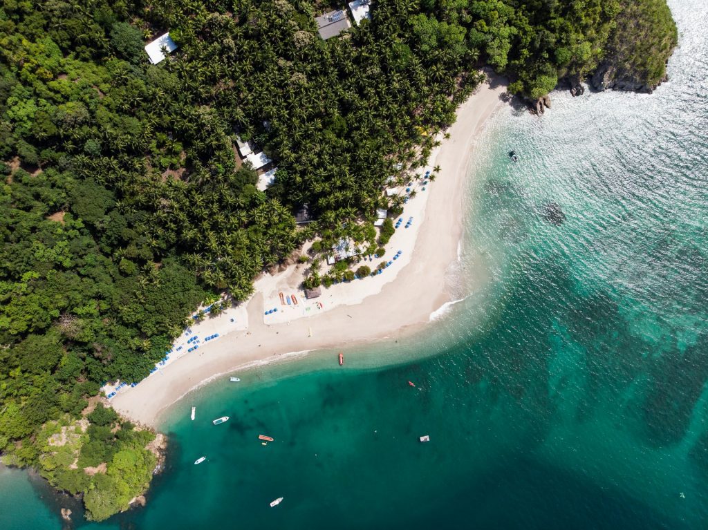 Aerial view of a Costa Rica beach from above