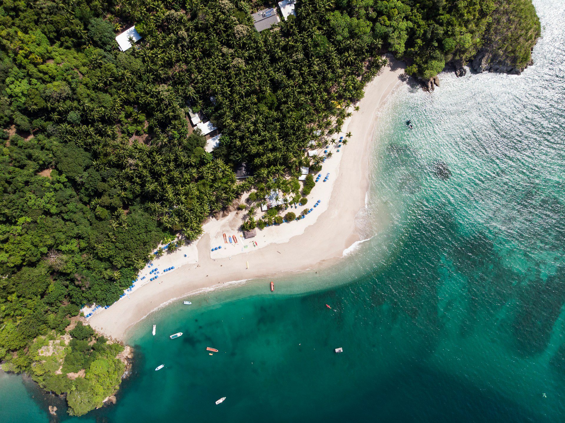 Aerial view of a Costa Rica beach from above