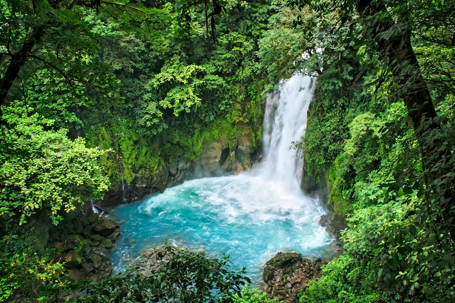 Waterfalls in the middle of a tropical rainforest